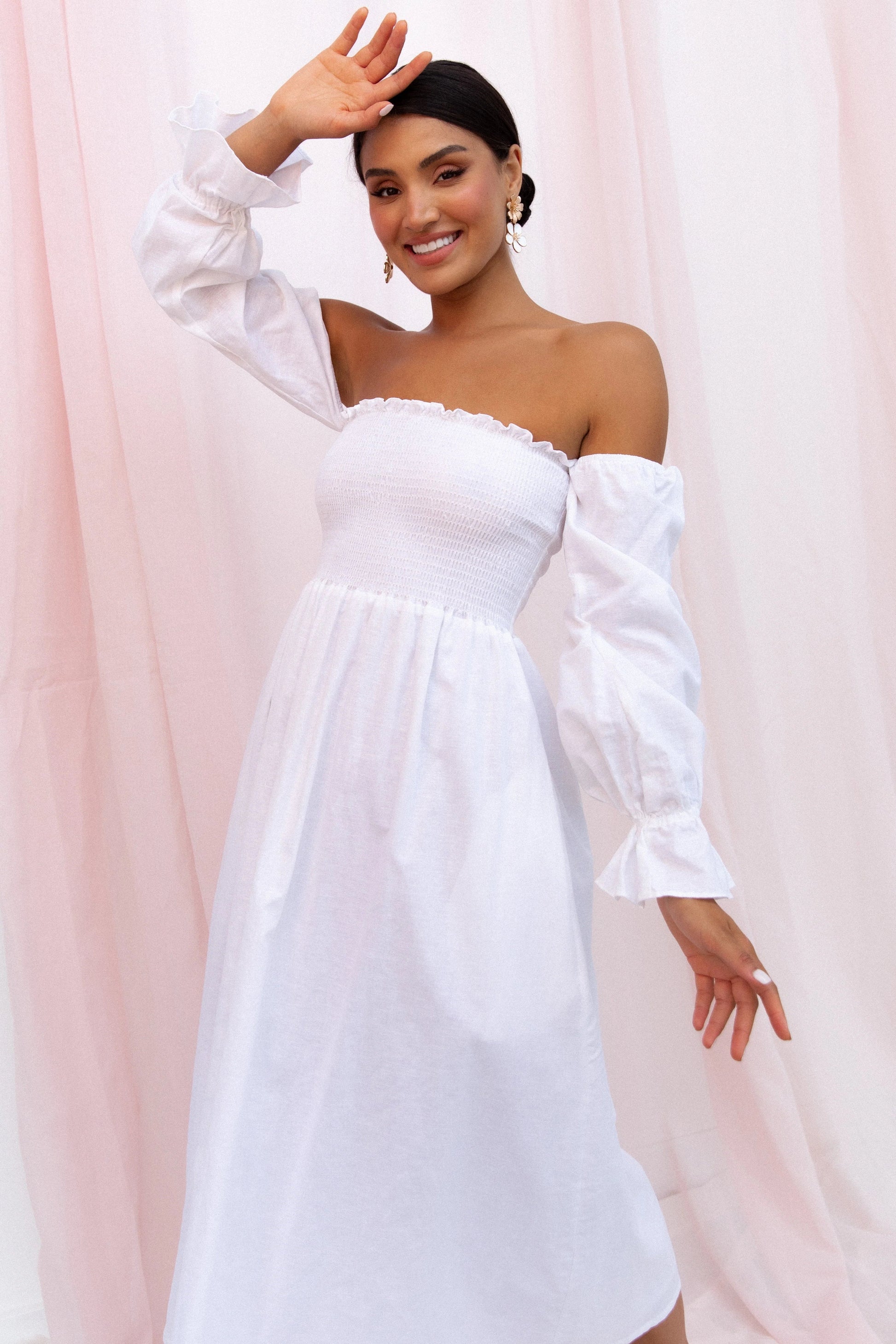 Domenica Off-Shoulder Shirred Midi