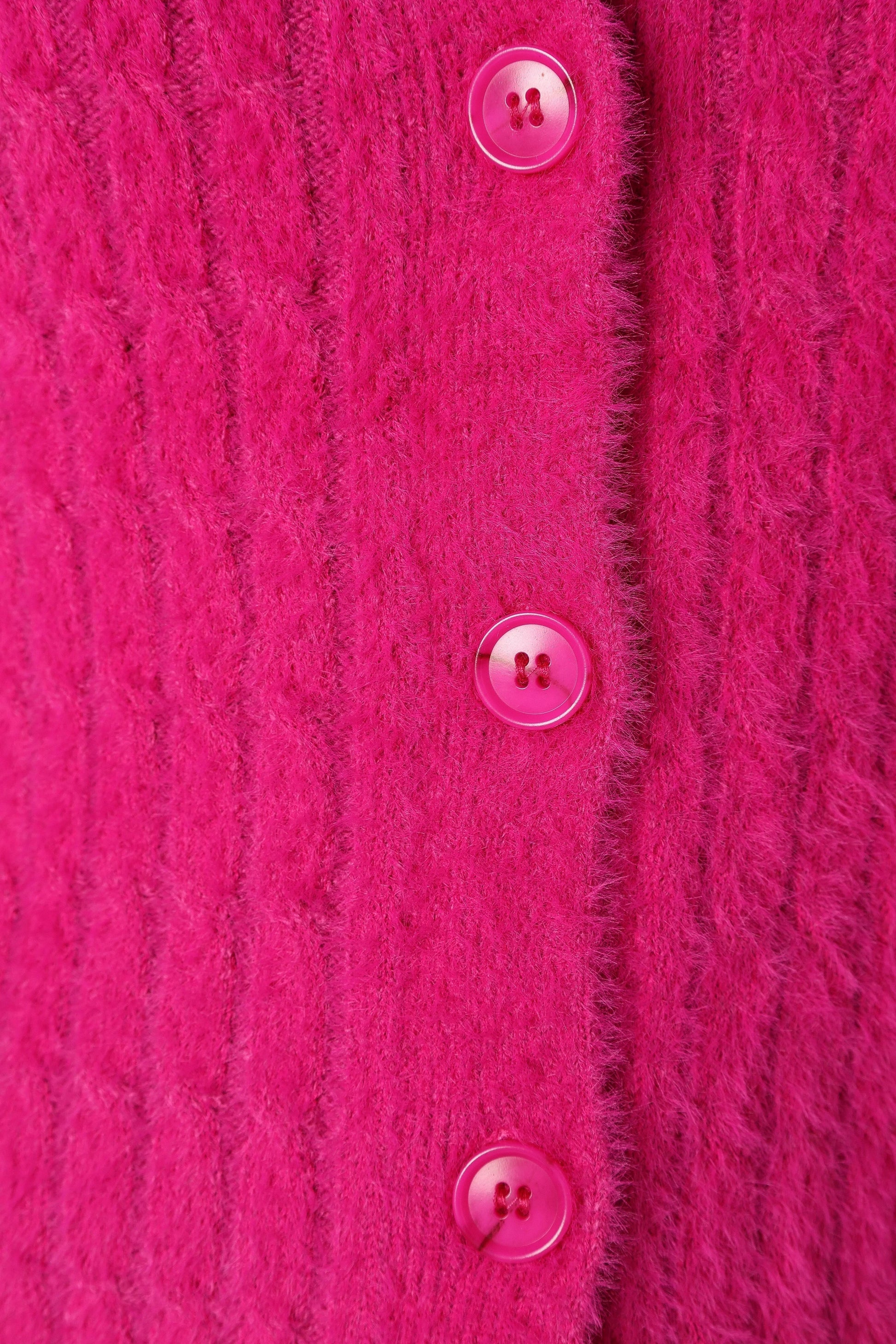 button-Front Round-Neck Knit Cardigan