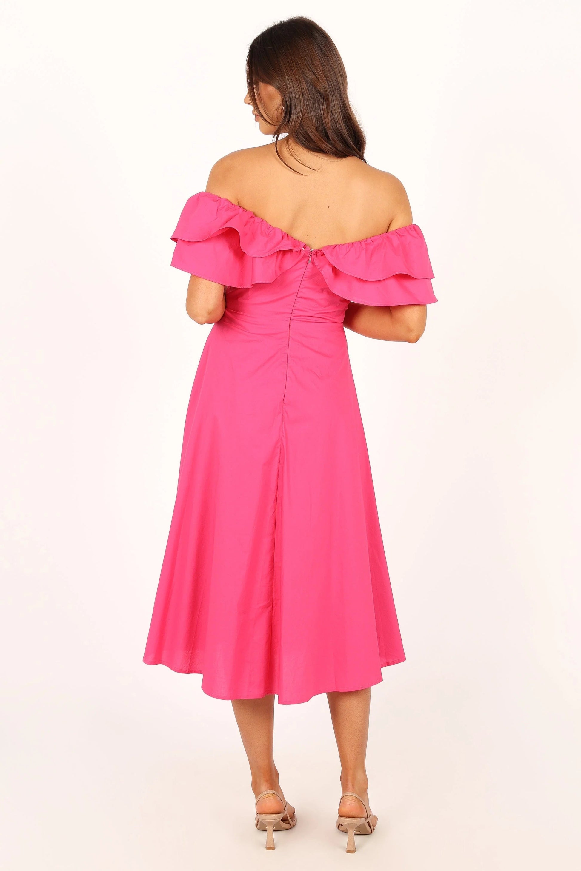 Cabo Off-Shoulder Corset-Bodice Midi Dress