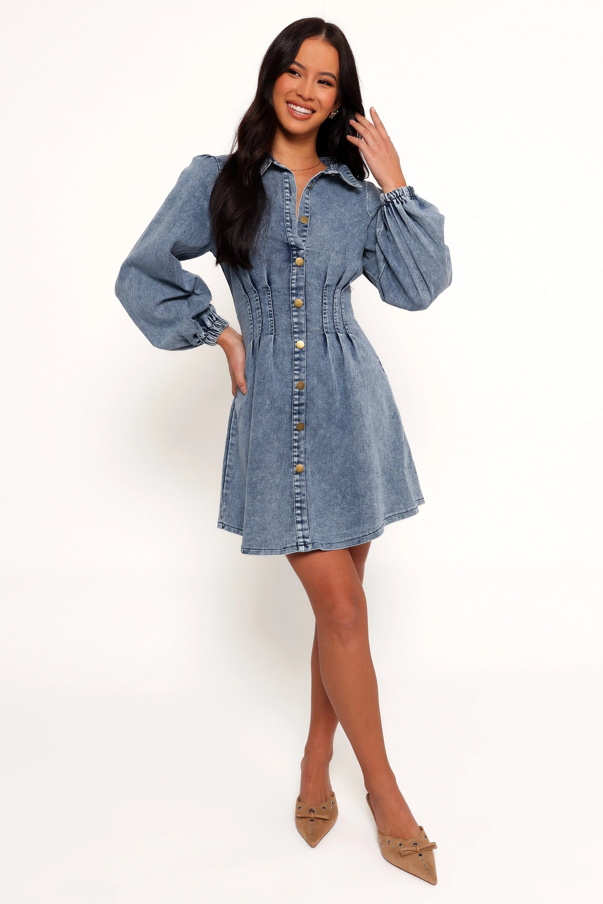 Denim Shirt-Style Mini Dress