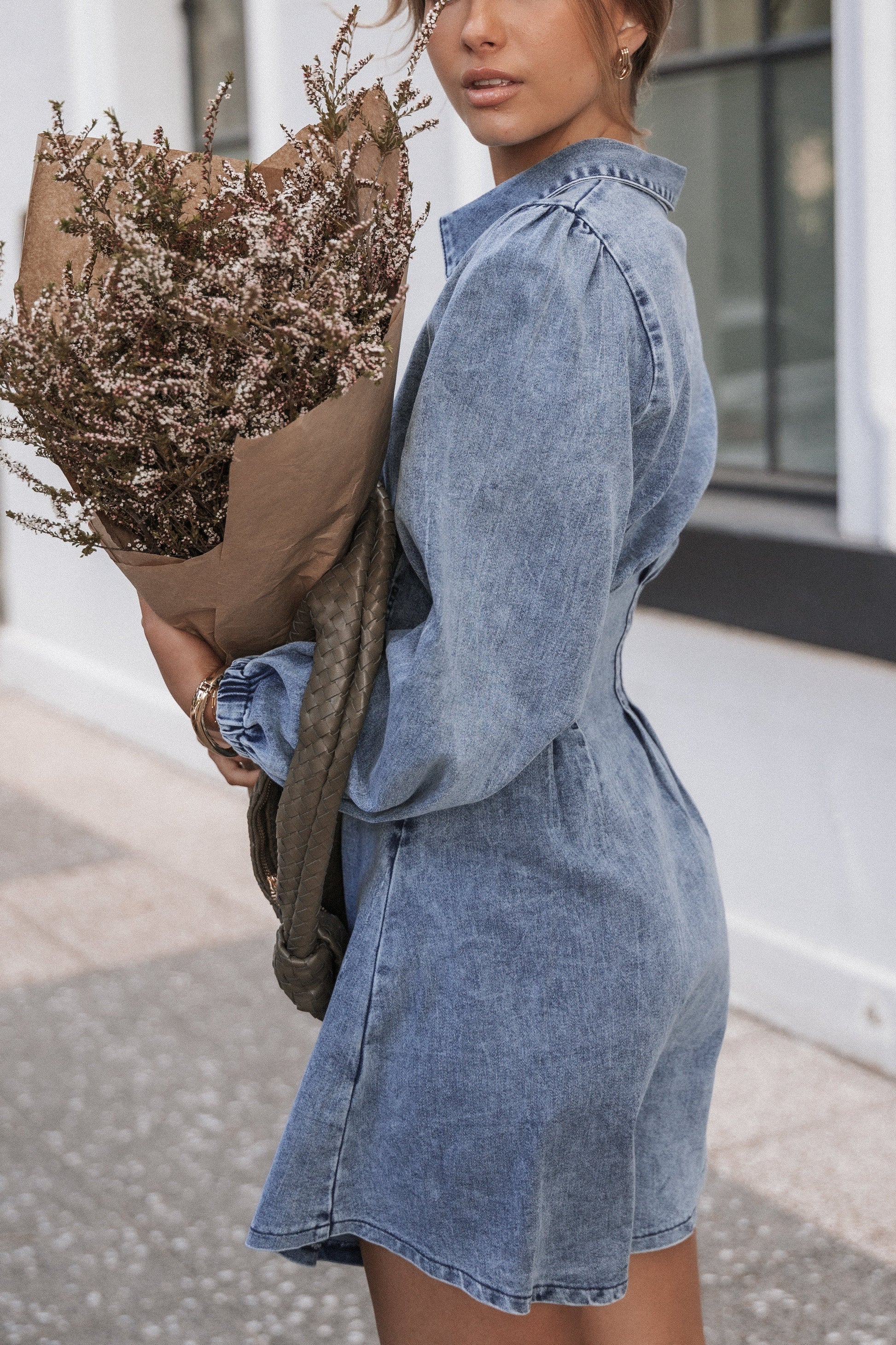 Denim Shirt-Style Mini Dress