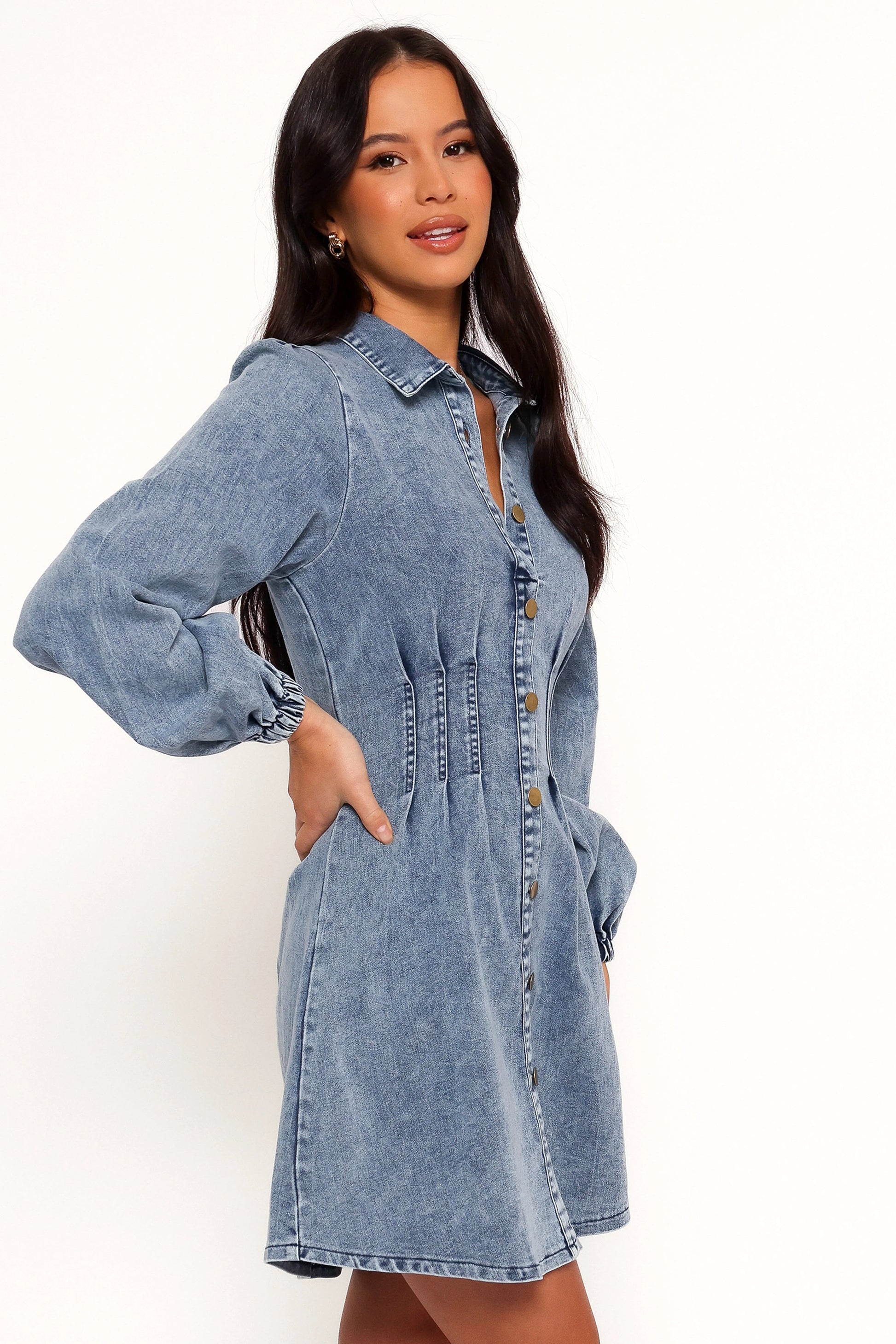 Denim Shirt-Style Mini Dress