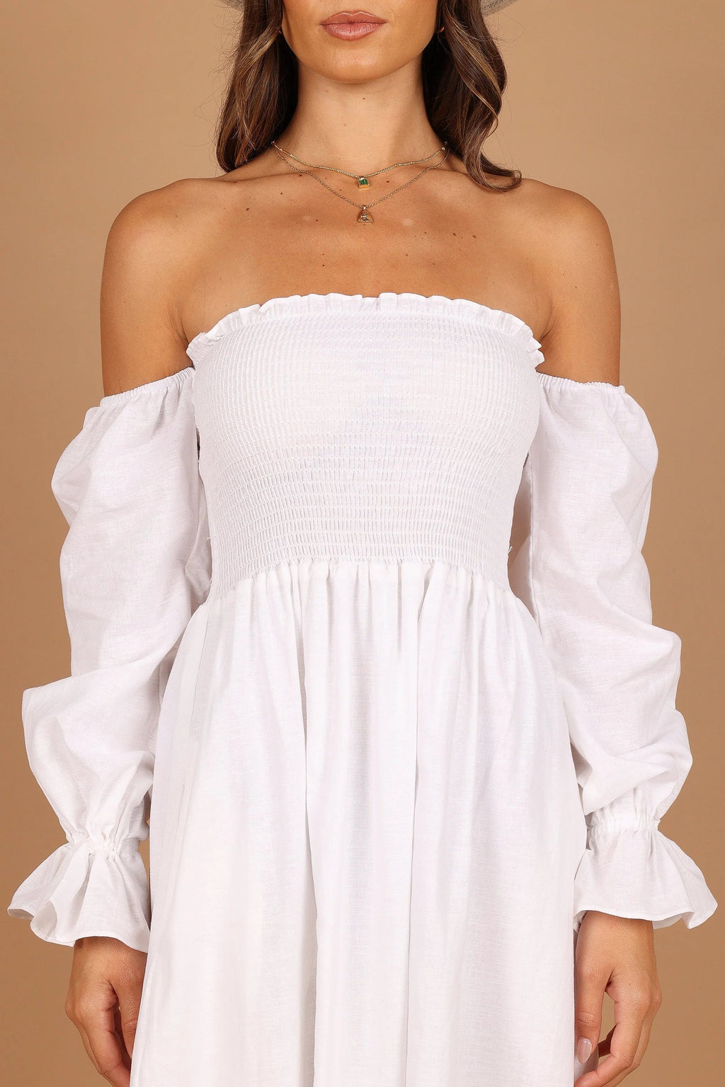 Domenica Off-Shoulder Shirred Midi