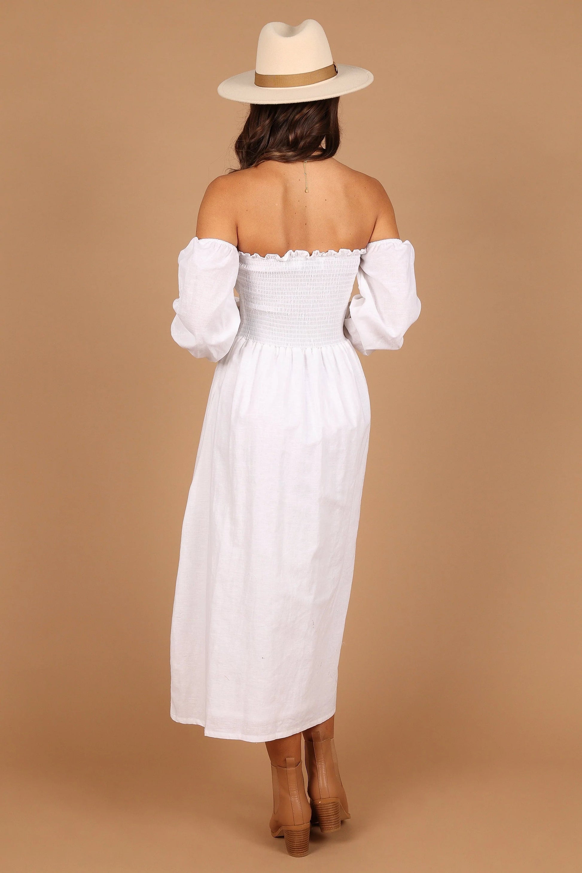Domenica Off-Shoulder Shirred Midi
