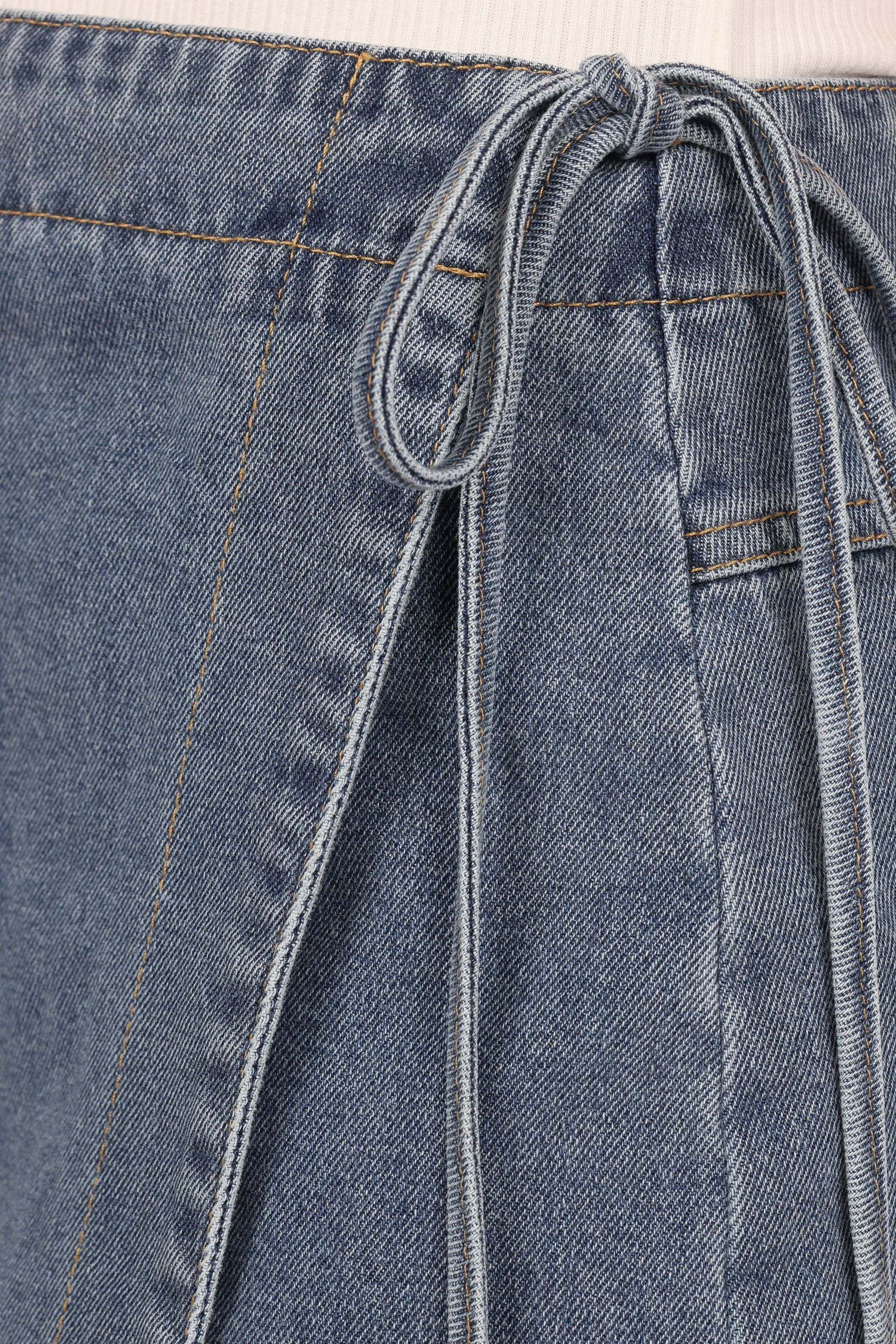 High-Waist Denim Skort