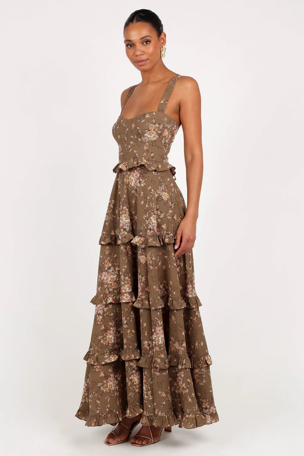 Lace-Up Tiered Maxi Dress