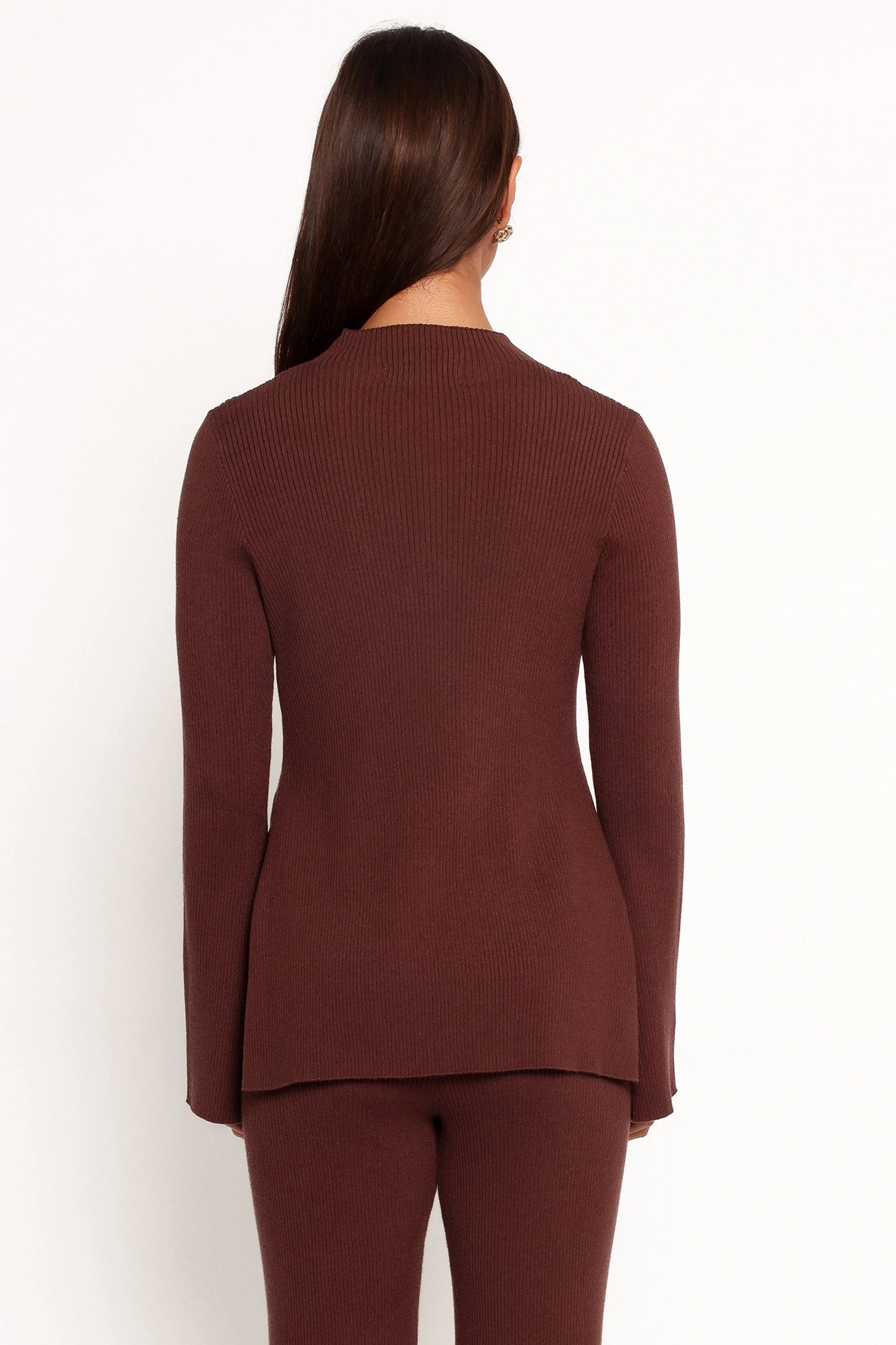Mock Neck Ribbed Knit Top