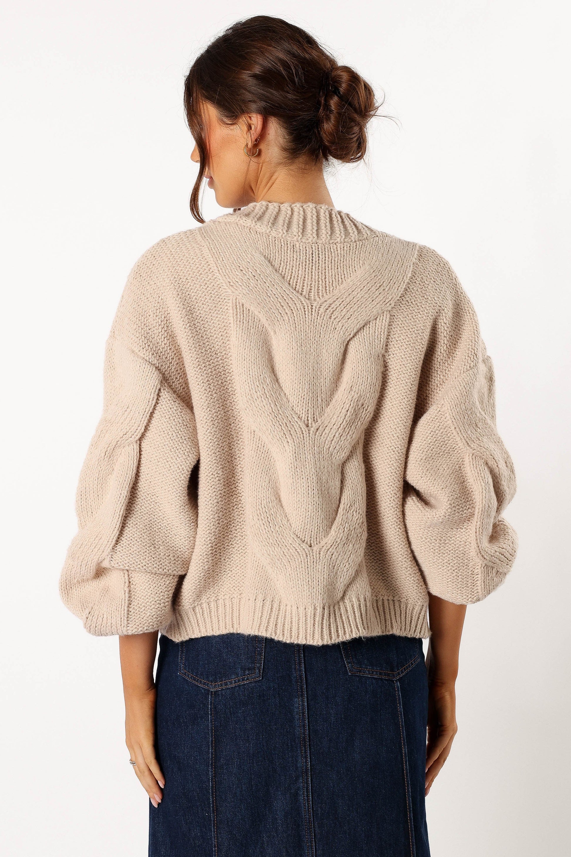 Oatmeal Open-Front Knit Cardigan