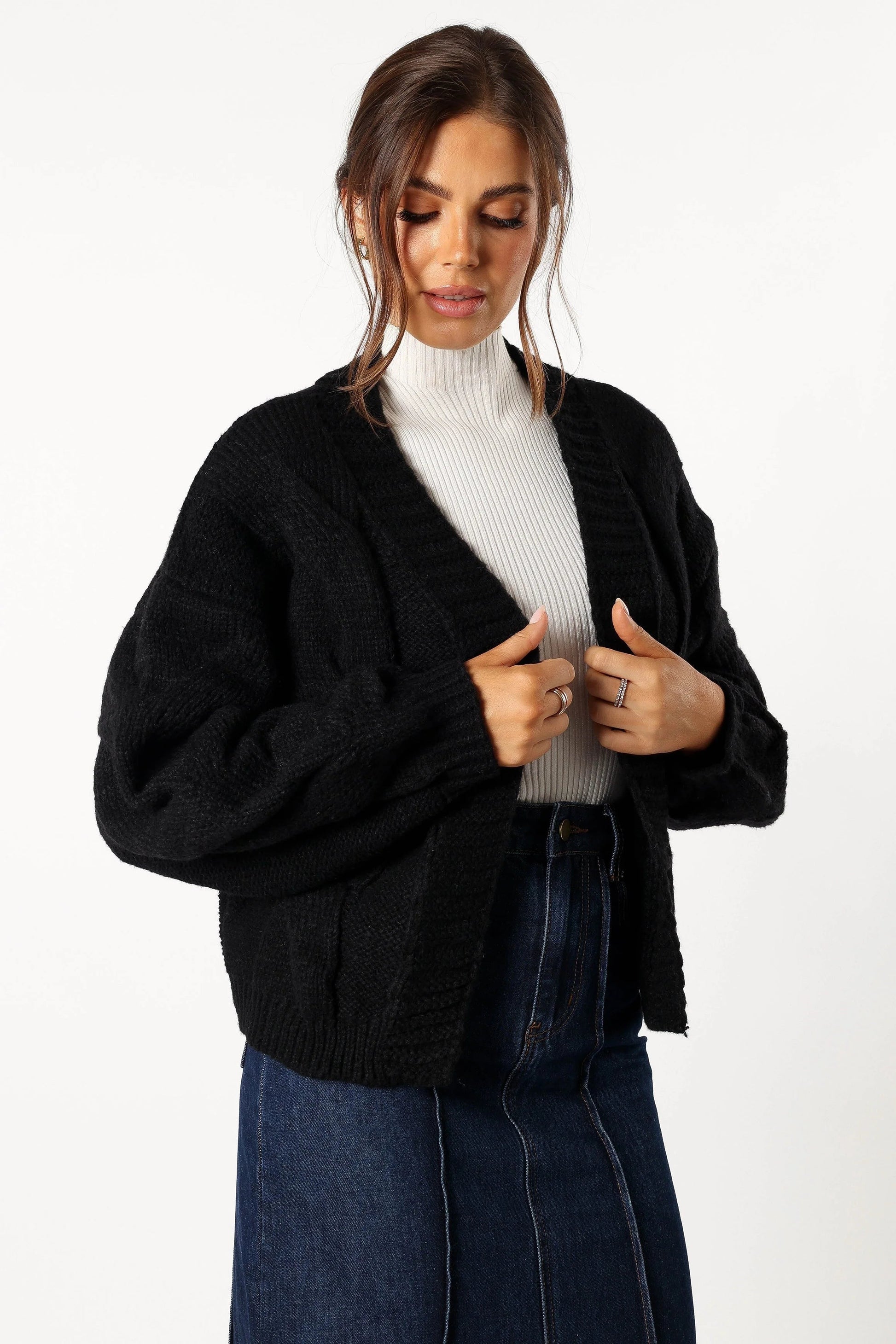Oatmeal Open-Front Knit Cardigan