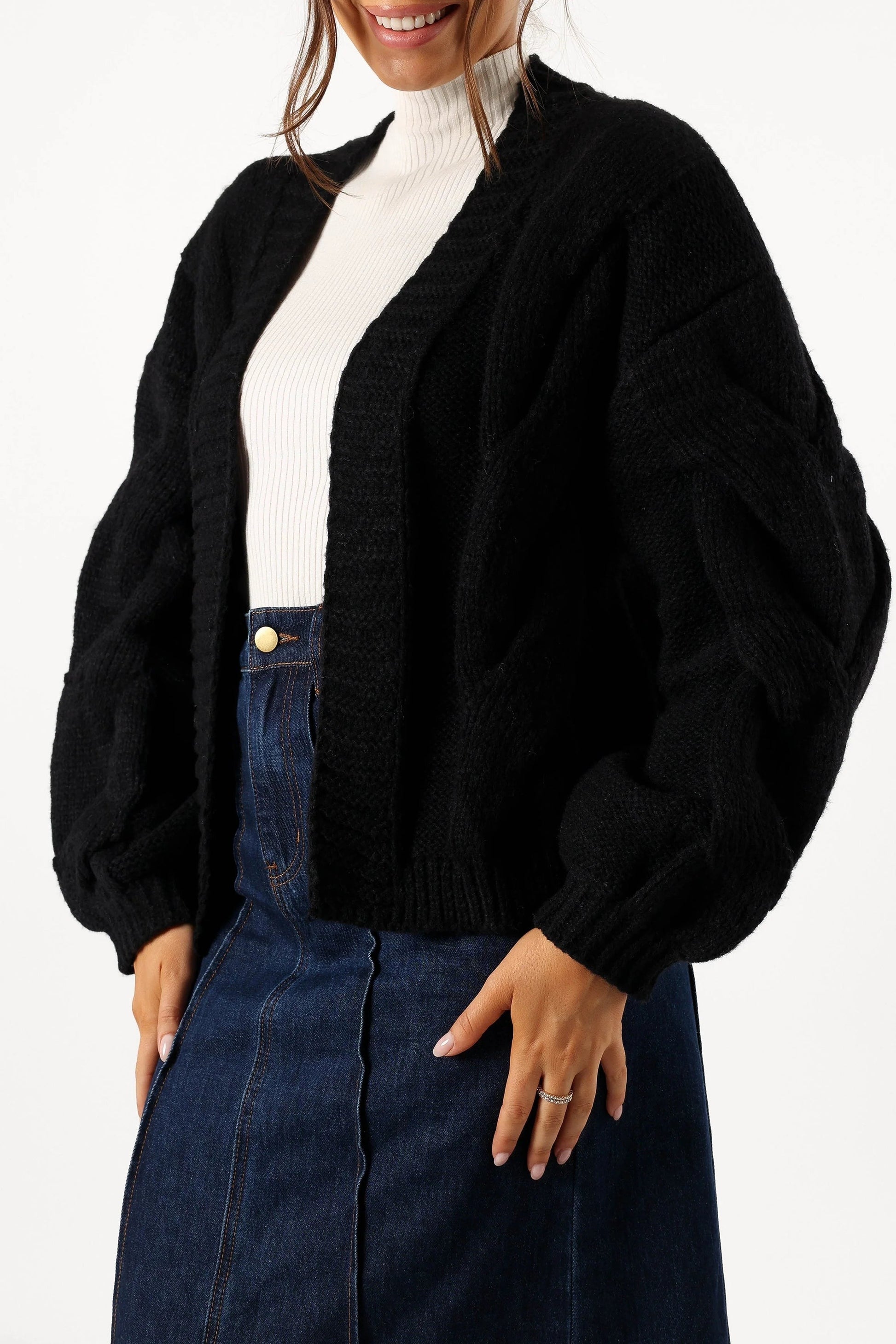 Oatmeal Open-Front Knit Cardigan