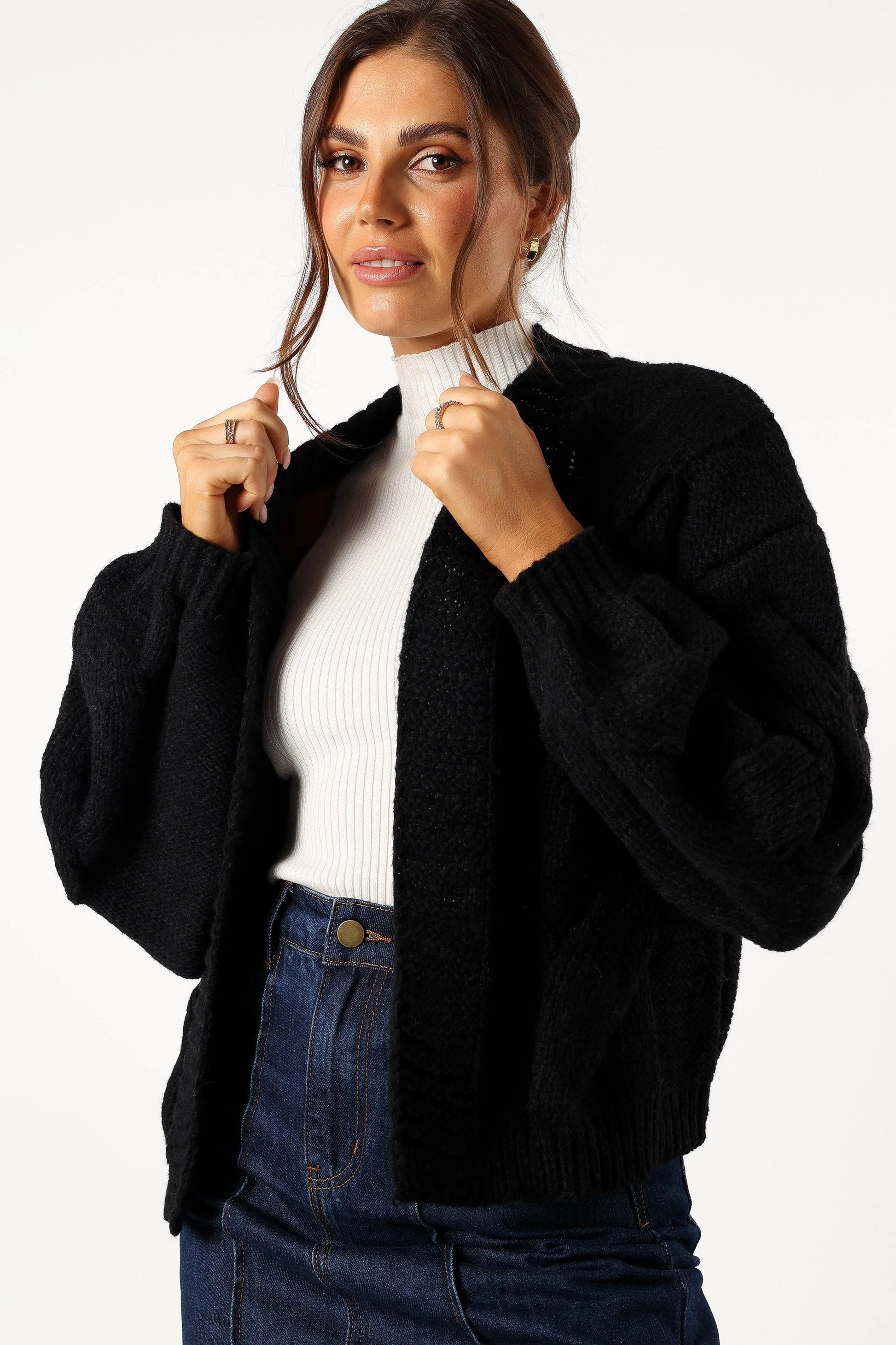 Oatmeal Open-Front Knit Cardigan