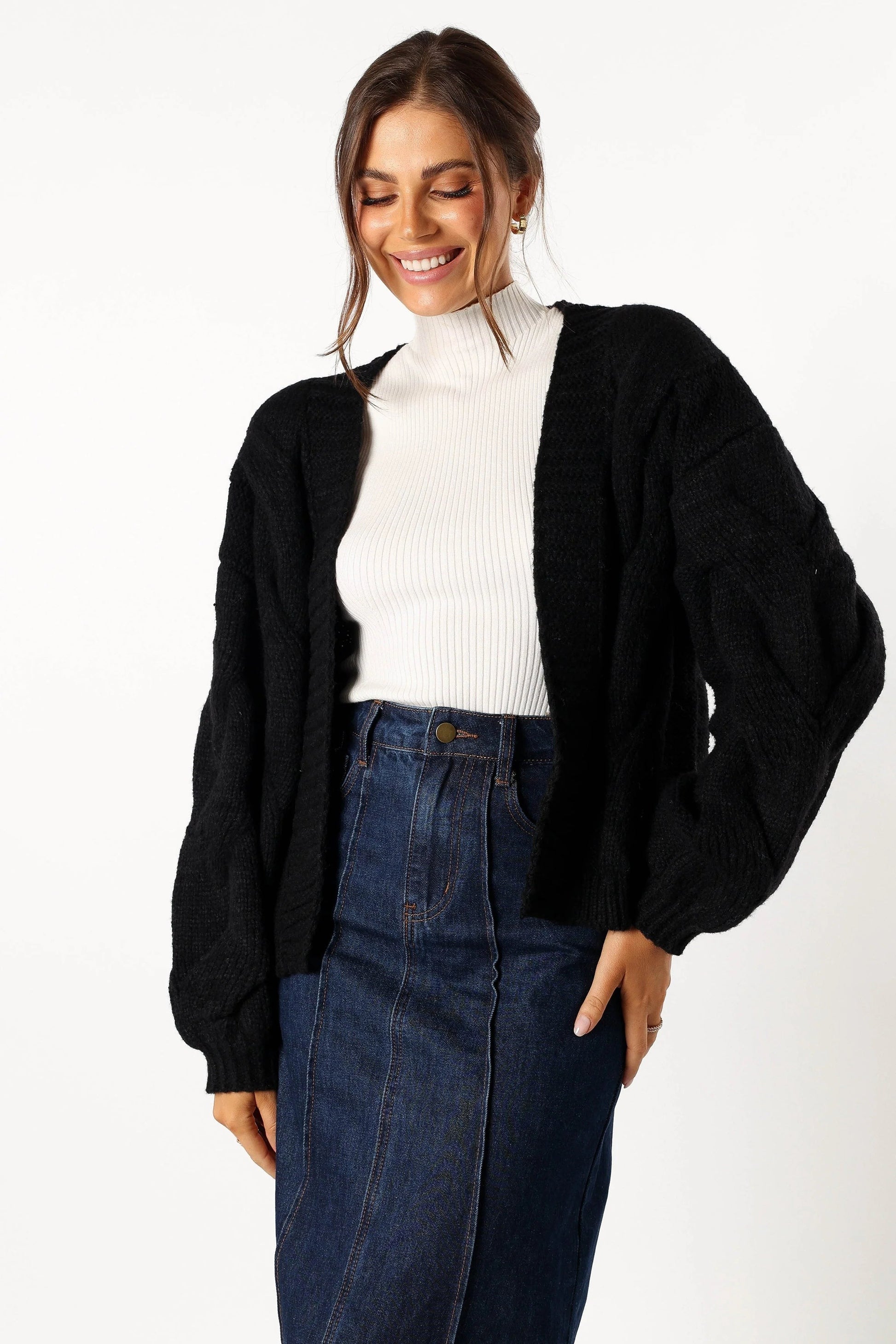 Oatmeal Open-Front Knit Cardigan
