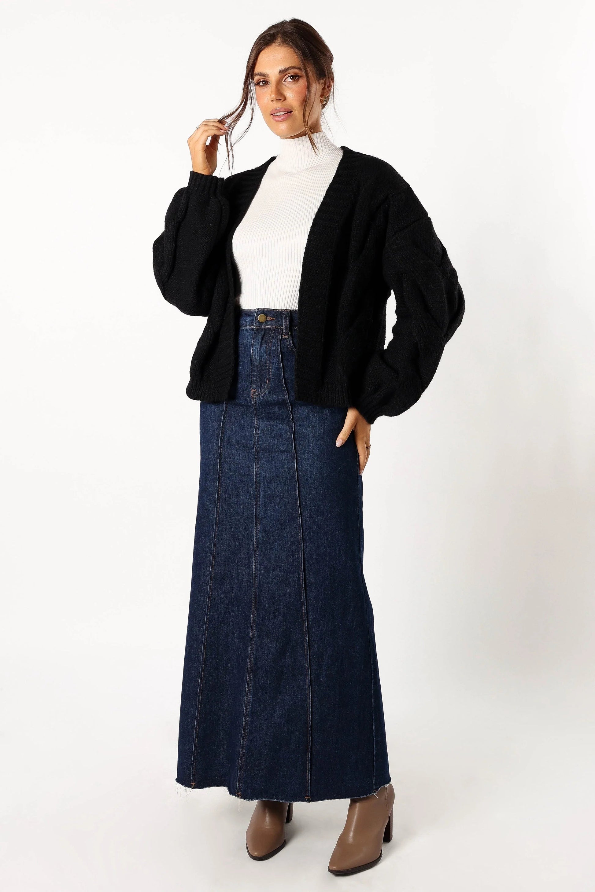 Oatmeal Open-Front Knit Cardigan