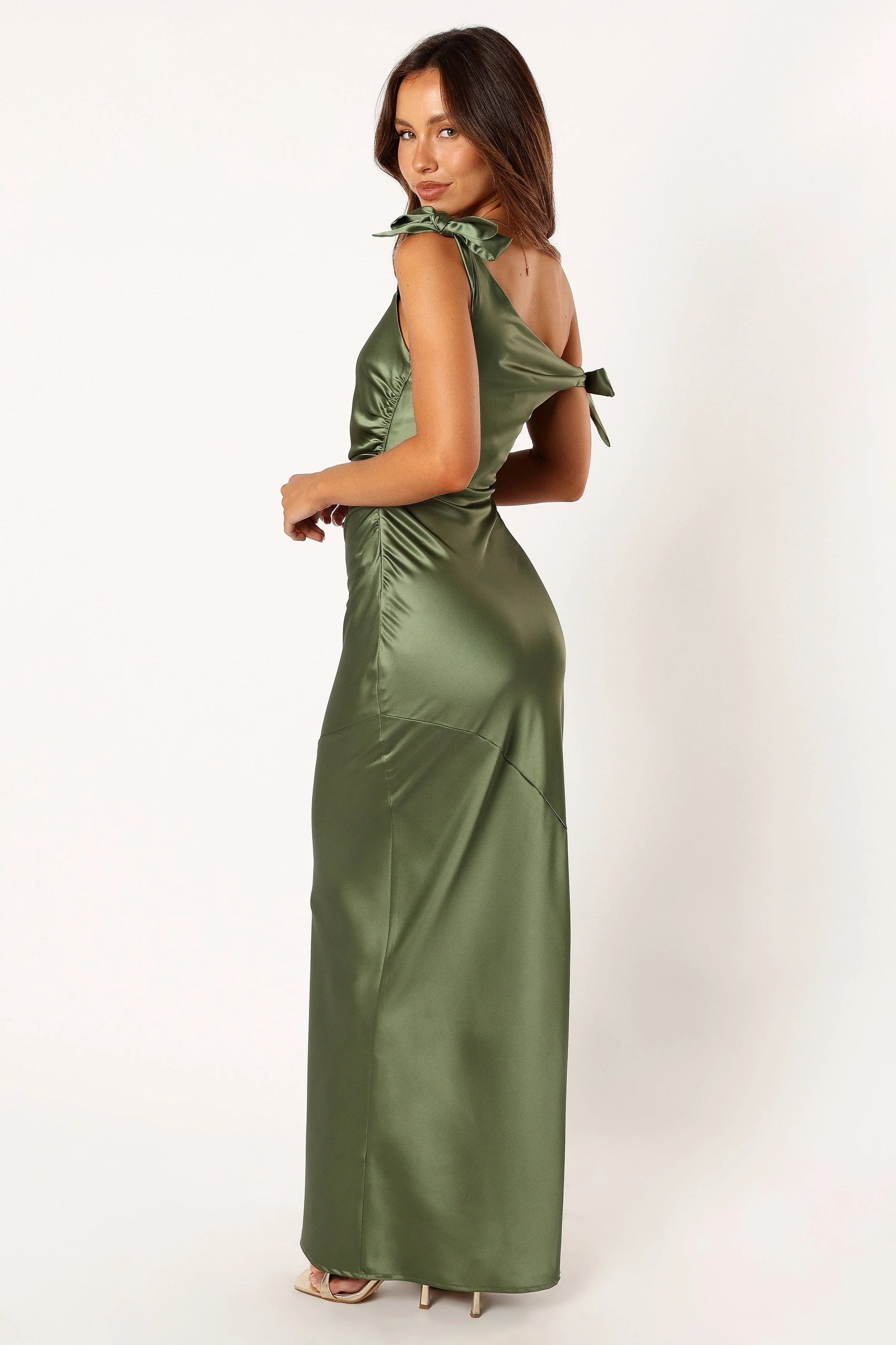 Off-Shoulder Satin Maxi