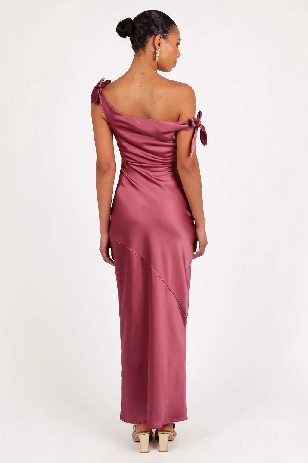 Off-Shoulder Satin Maxi