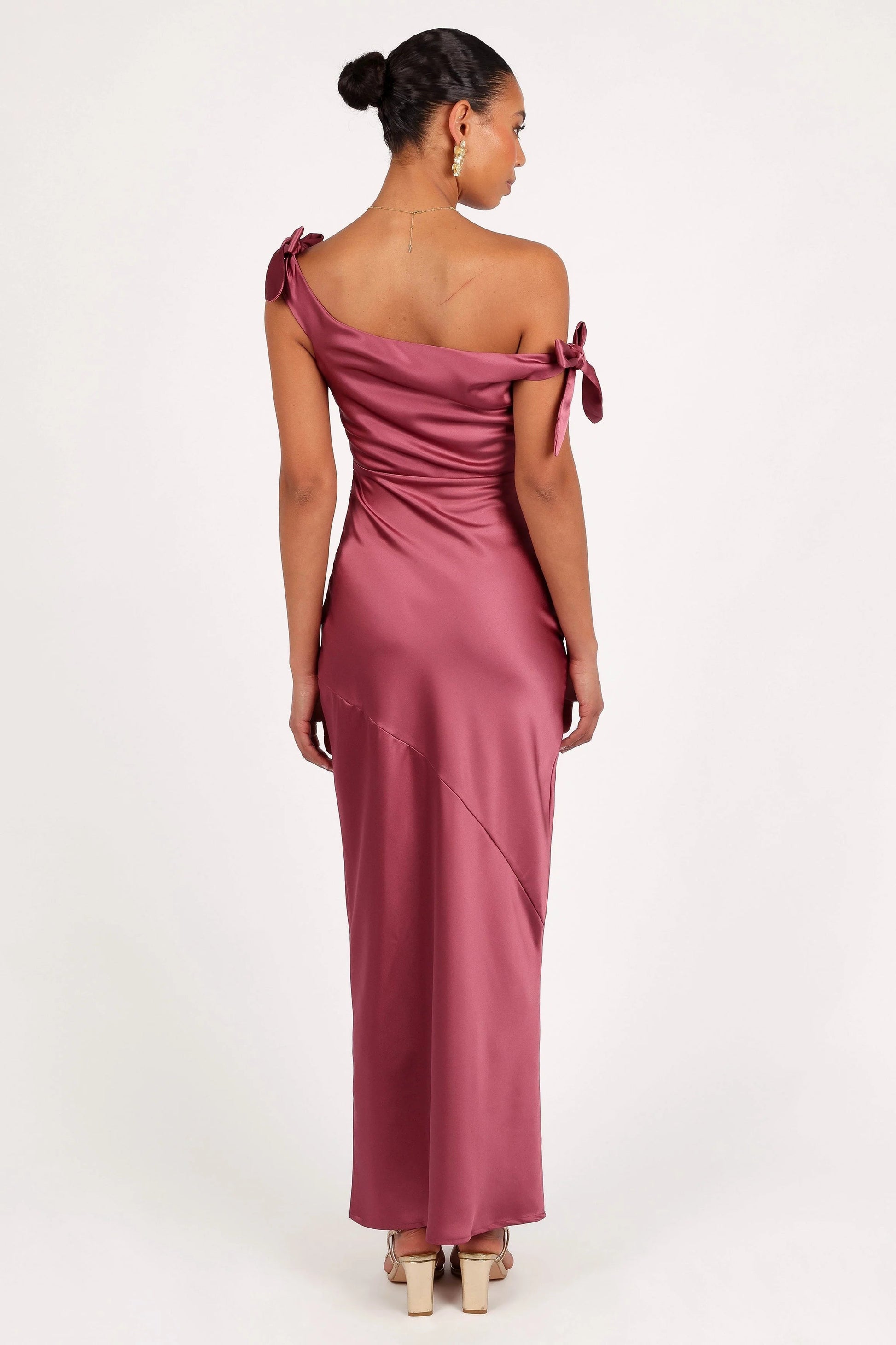 Off-Shoulder Satin Maxi