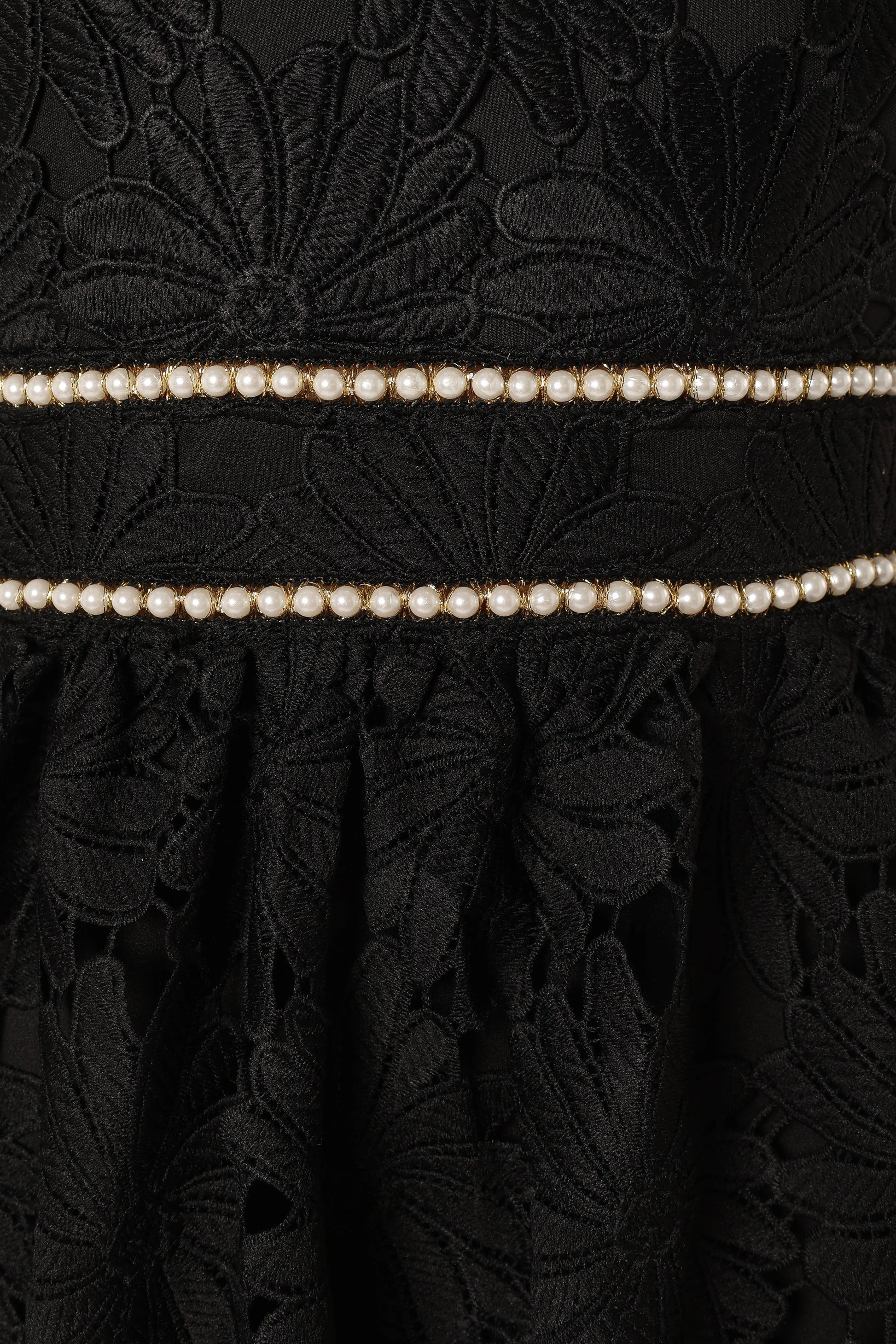 Pearl-Embroidered Tiered Sweetheart Midi