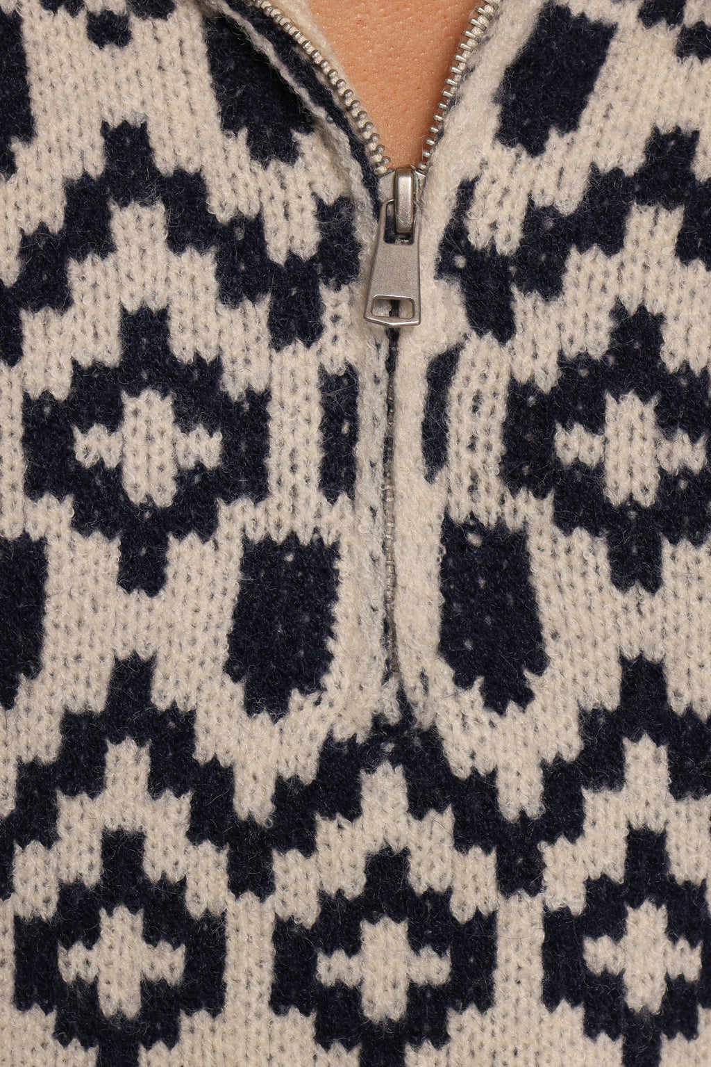 Quarter-Zip Fair Isle Knit Sweater