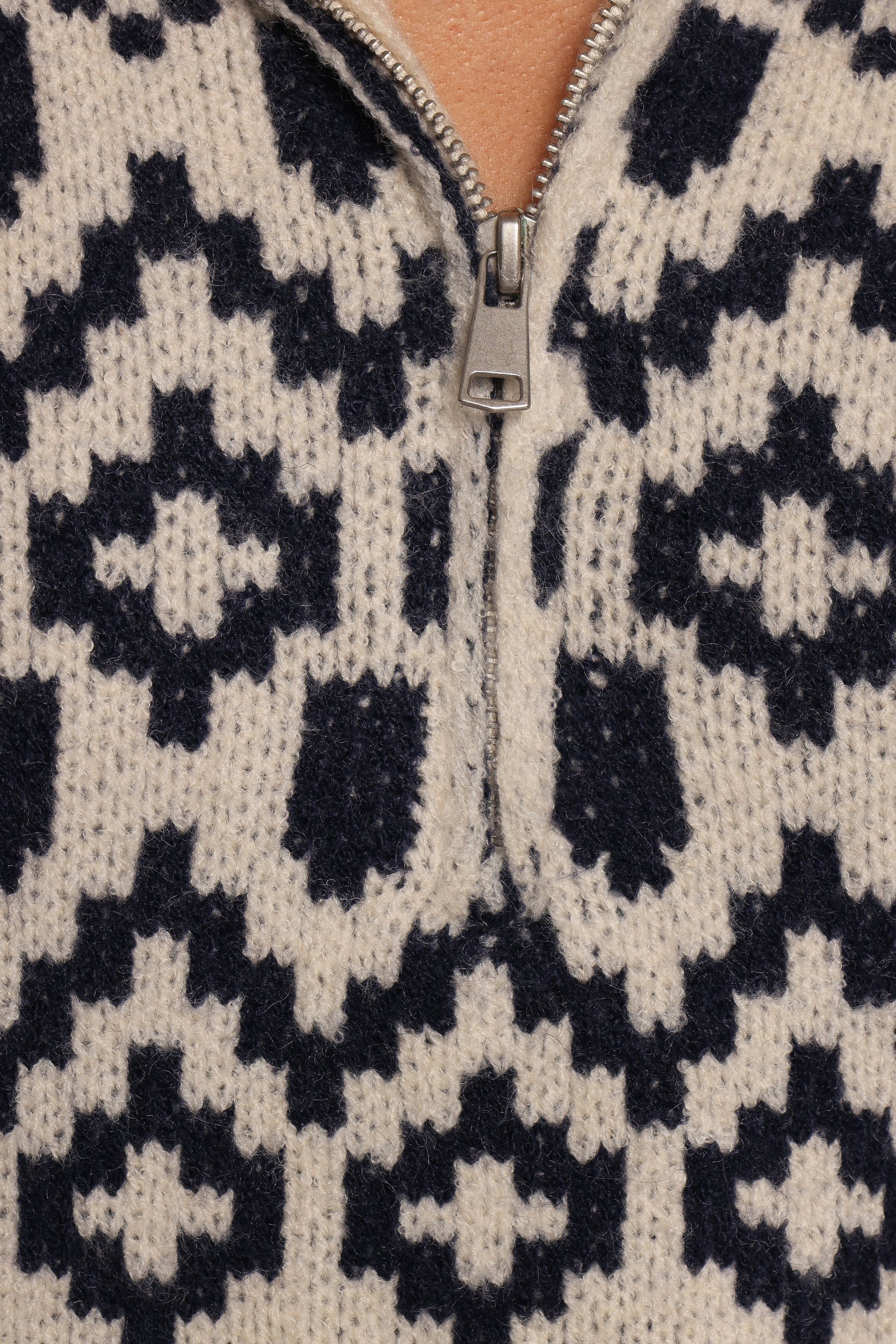 Quarter-Zip Fair Isle Knit Sweater