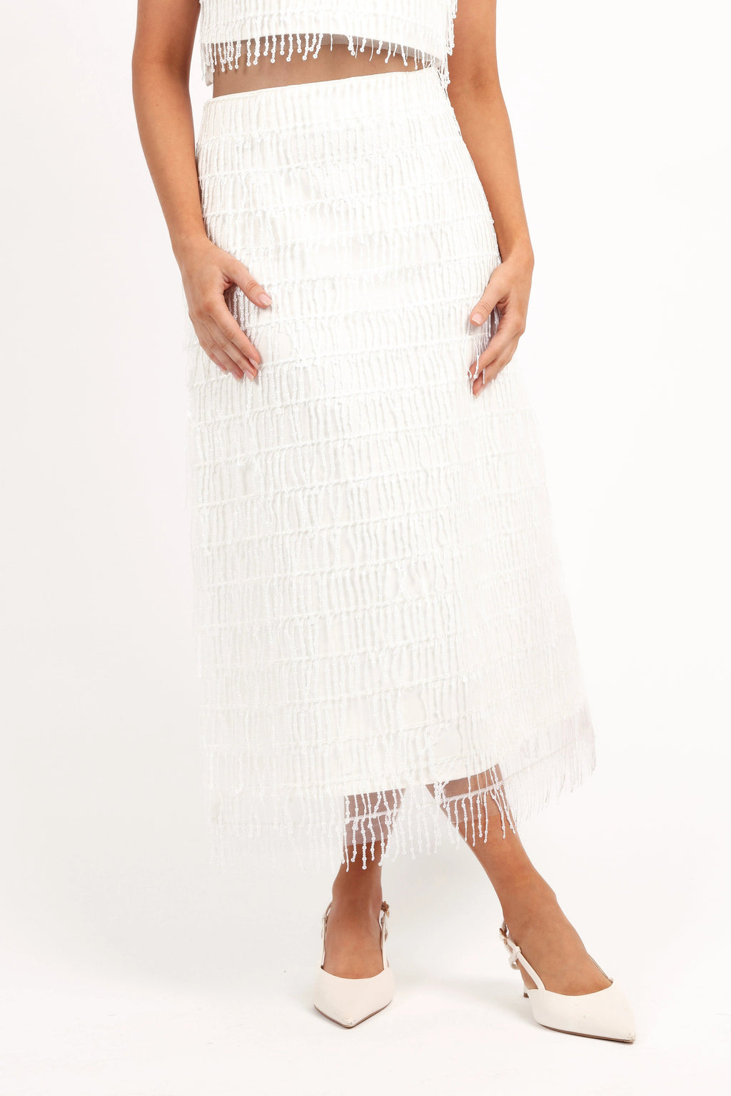 Sequin Crop & Midi Skirt Set
