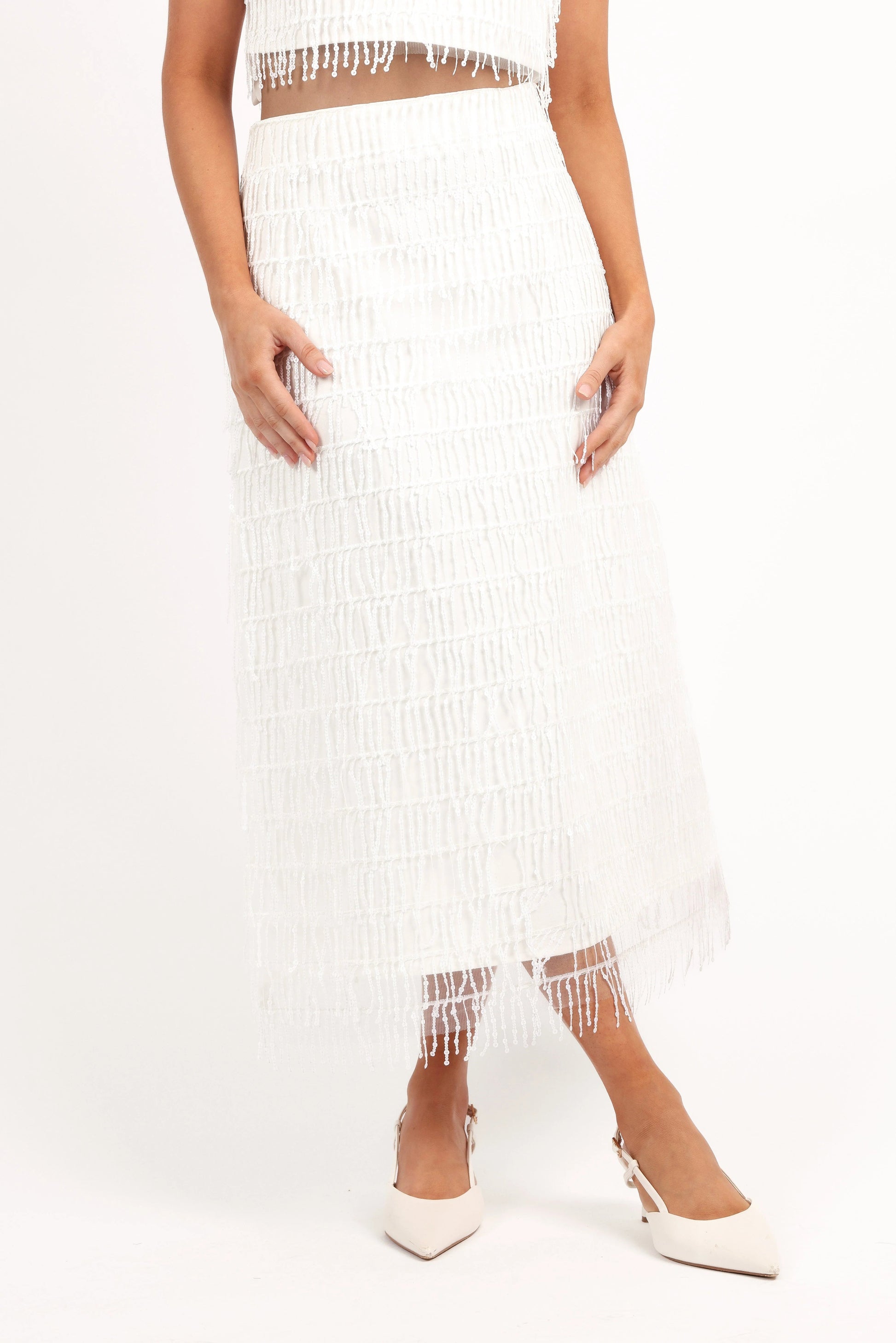 Sequin Crop & Midi Skirt Set