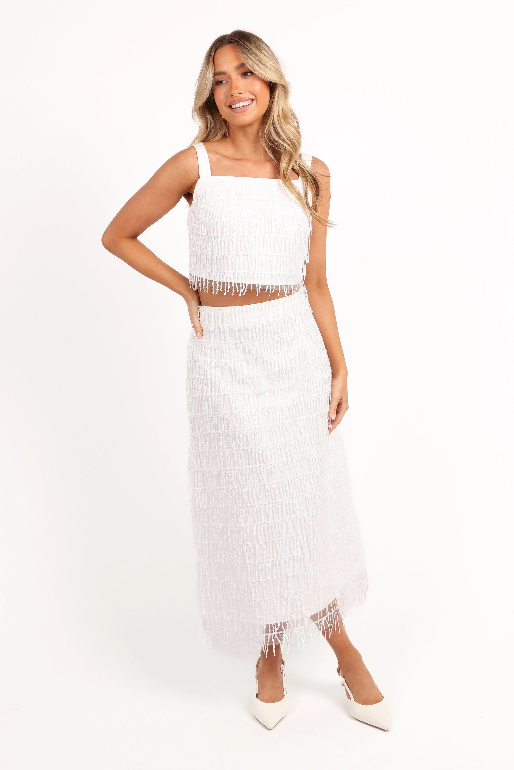 Sequin Crop & Midi Skirt Set