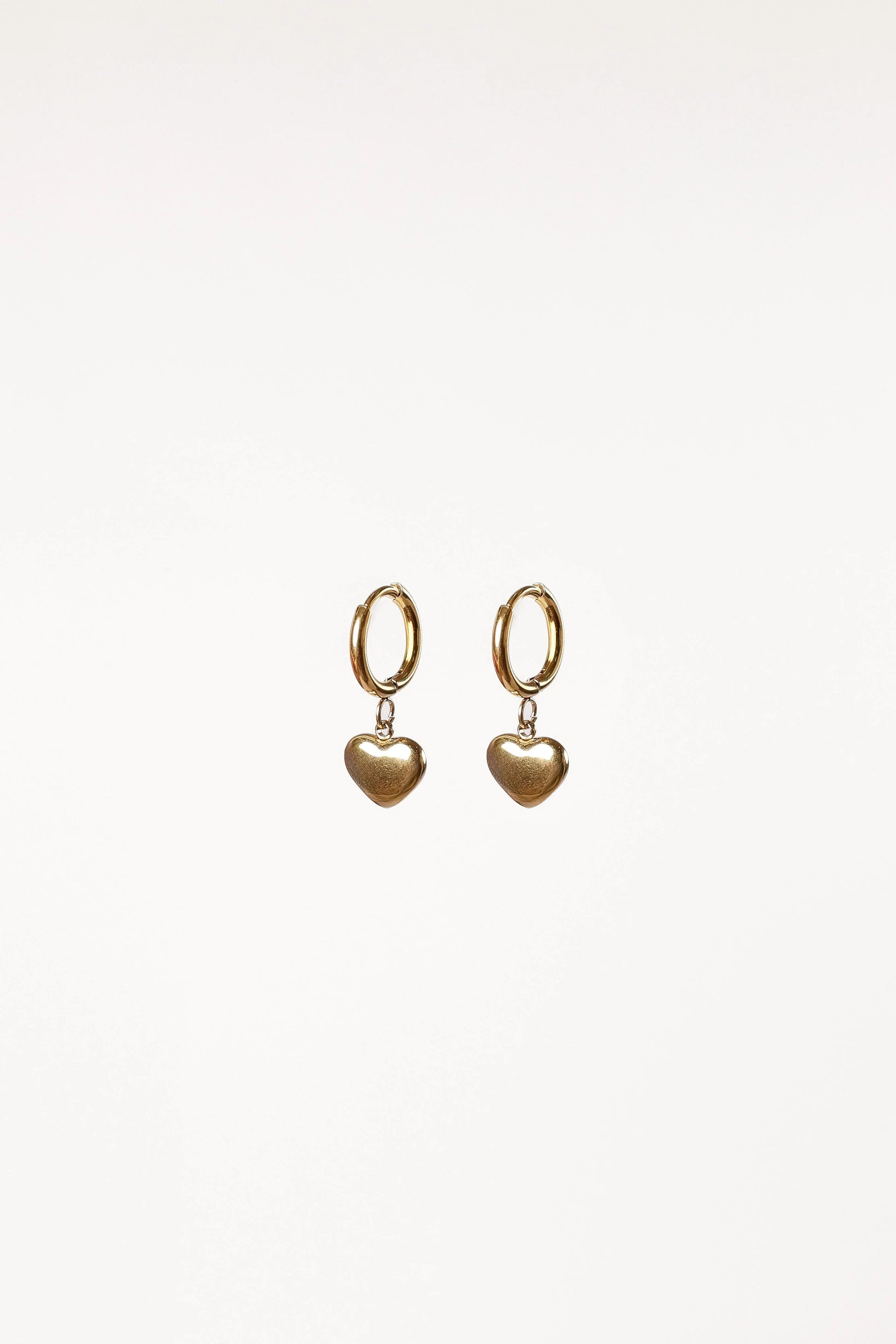 Shell Heart Drop Hoop Earrings