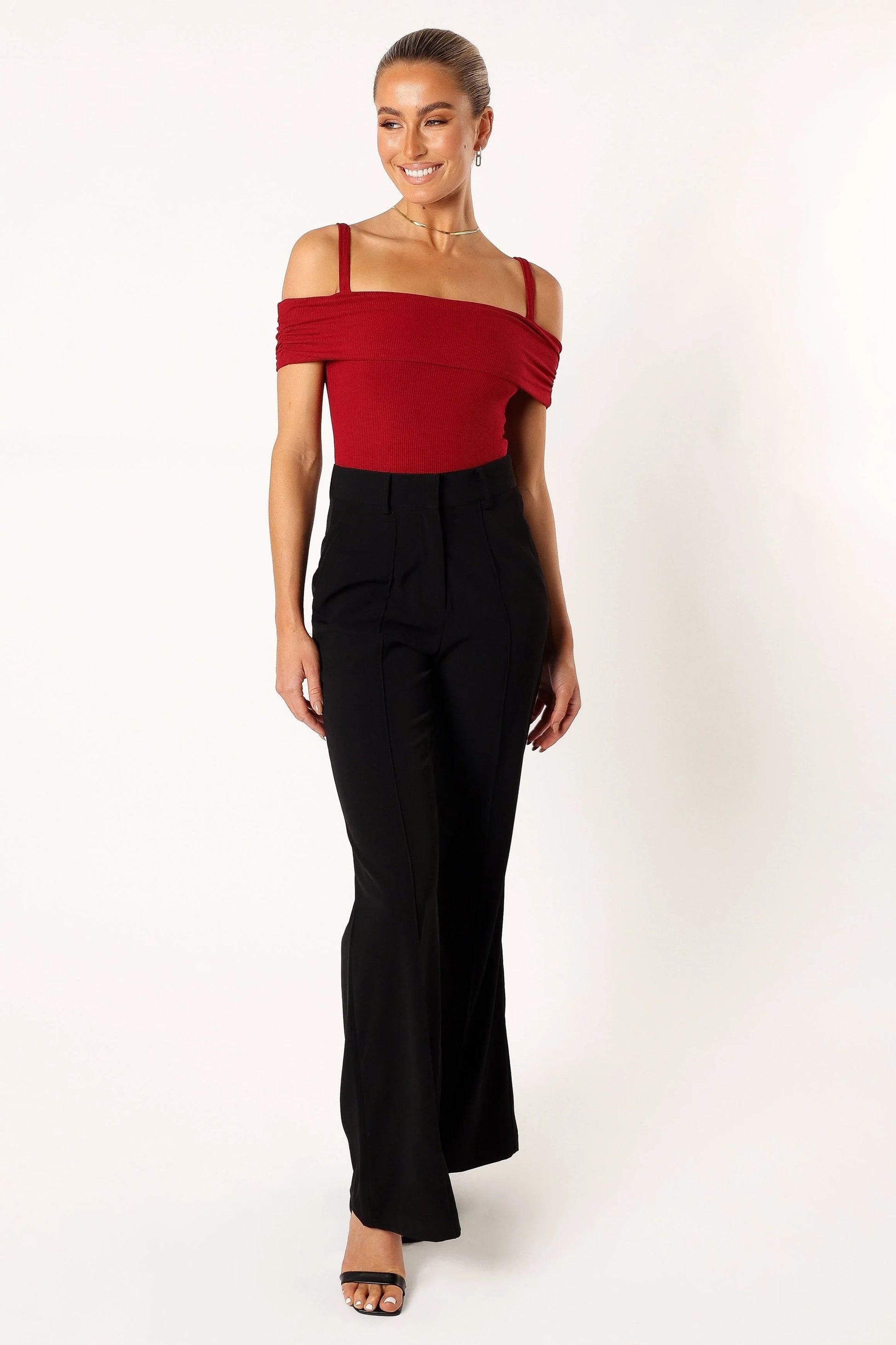 Straight-Neck Off-Shoulder Bodysuit