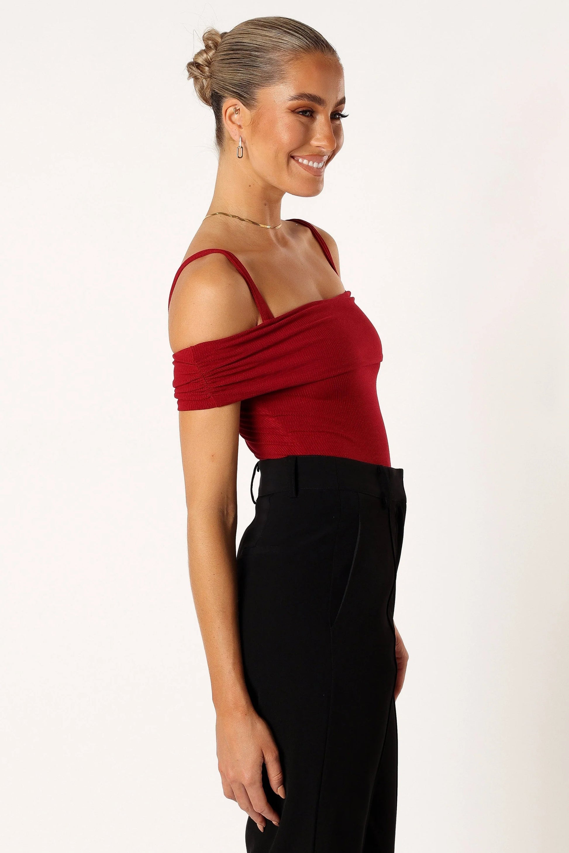Straight-Neck Off-Shoulder Bodysuit