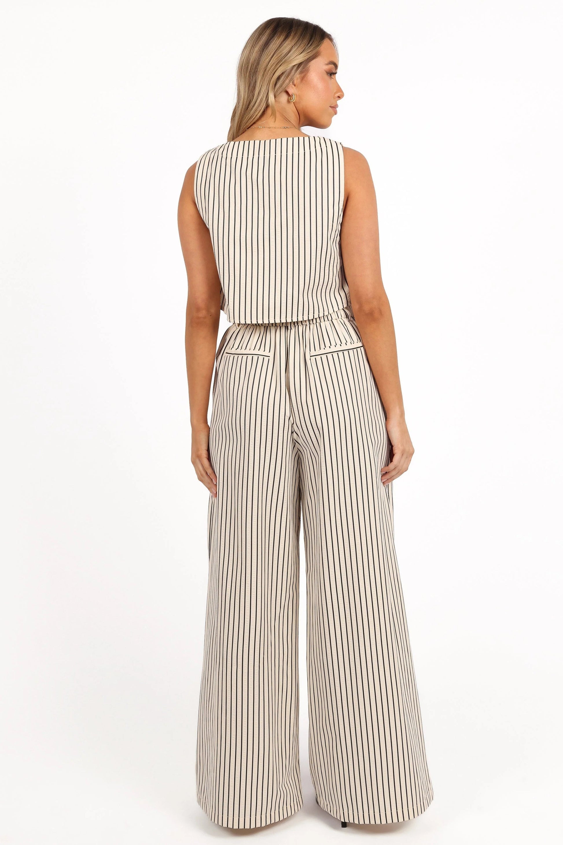 Striped Crop Top & Wide-Leg Pant Set