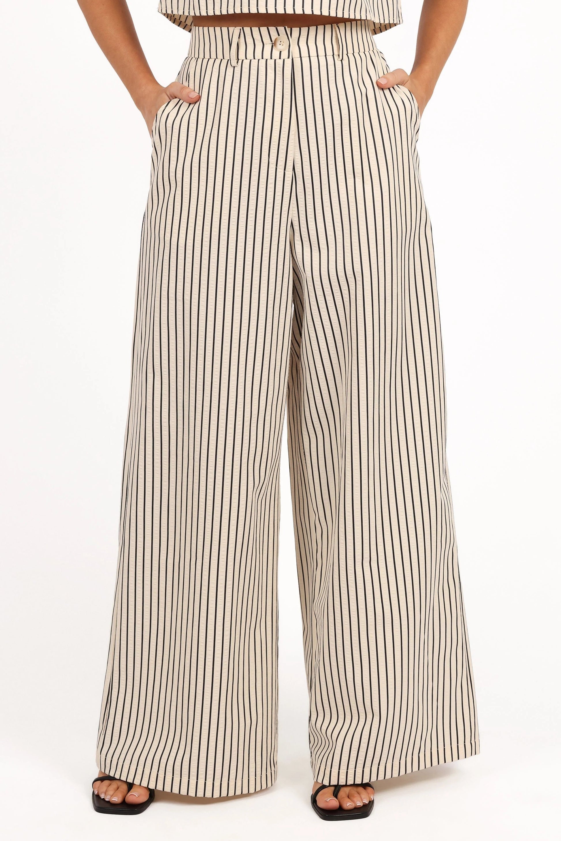 Striped Crop Top & Wide-Leg Pant Set