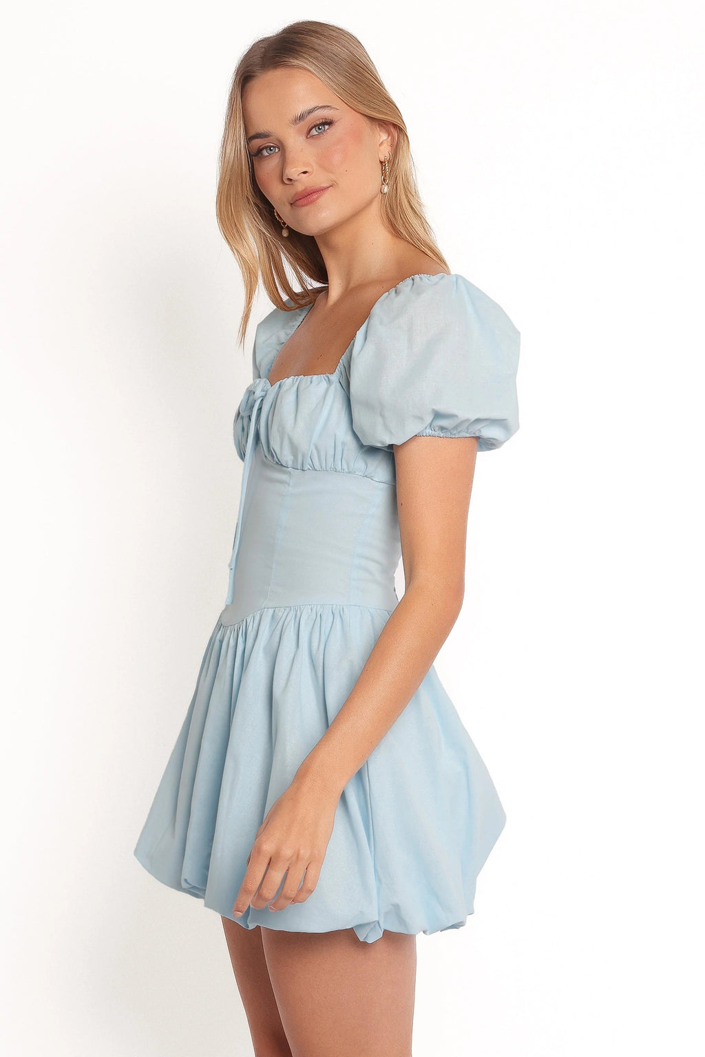 Sweetheart Bubble-Hem Mini Dress