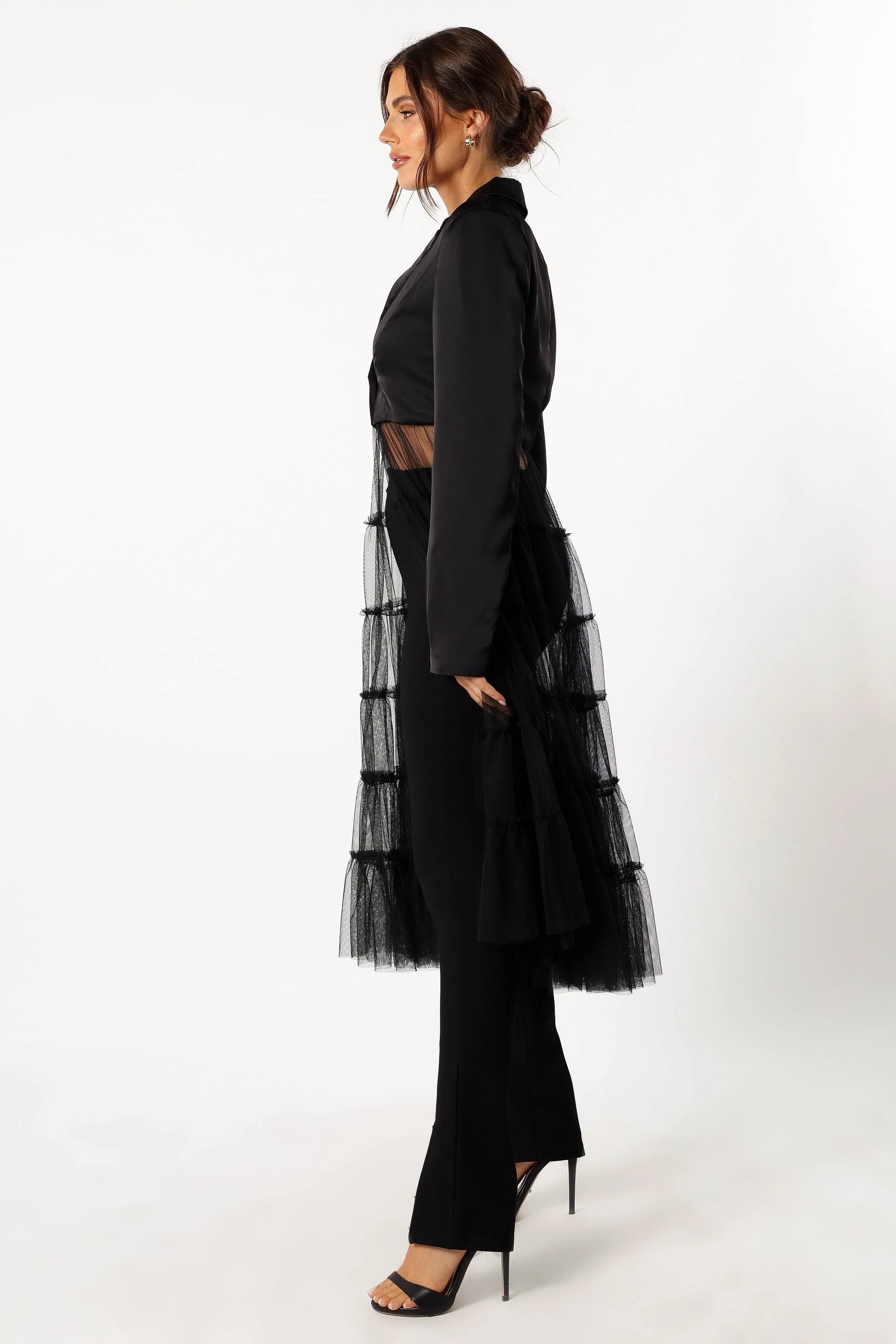 Tulle-Hem Crop Blazer