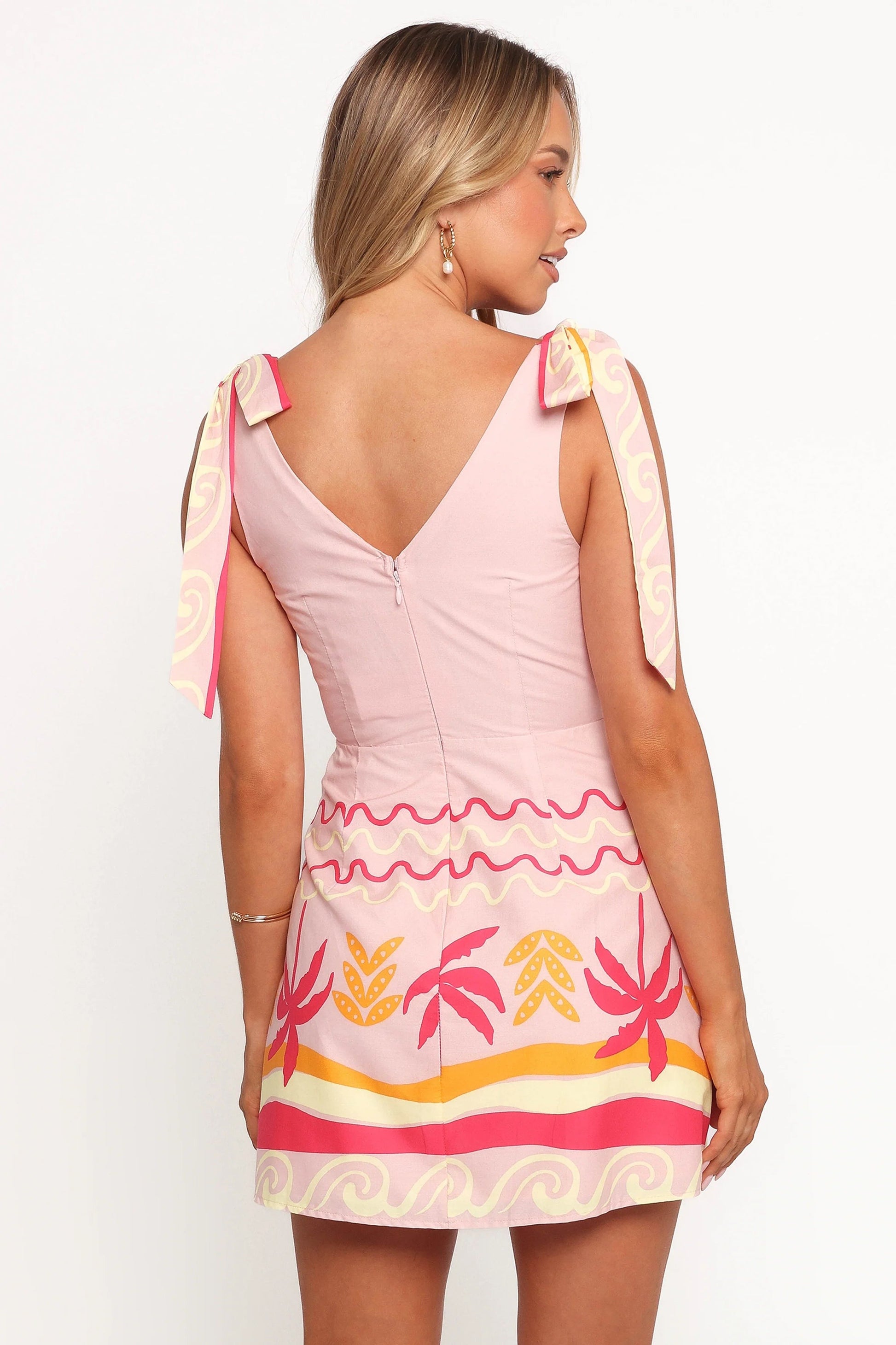 Twist-Front Tropical Mini Dress